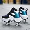 Kids Roller Skates Shoes 6-15 Years Old Four-wheel Deformation Can Walk Can Skate Skates Girl Runaway Shoes