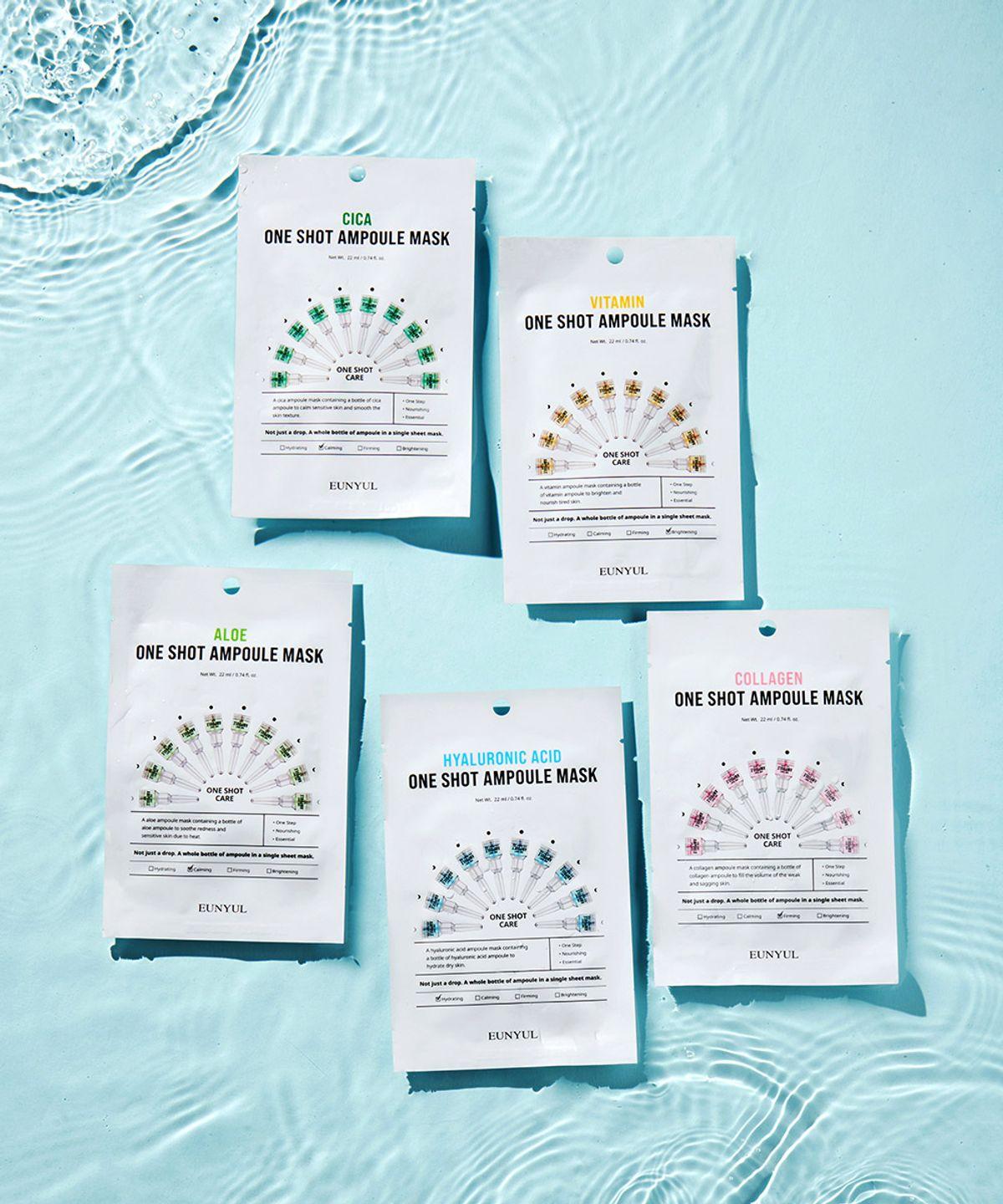 One Shot Ampoule Mask Pack 5 Types x 10 Packs, Total 50 Sheets 1 Set