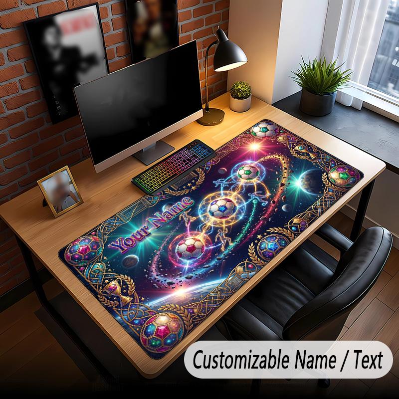 Soccer Theme Custom Mouse Pad Personalized With Name Text Customized Desk Mat For Office Home Decor
