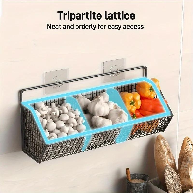 1PC with 2 Patches, Multi-function Kitchen Storage Rack, Punch-free Hanging Storage Rack, Wall Drain Basket Storage Rack