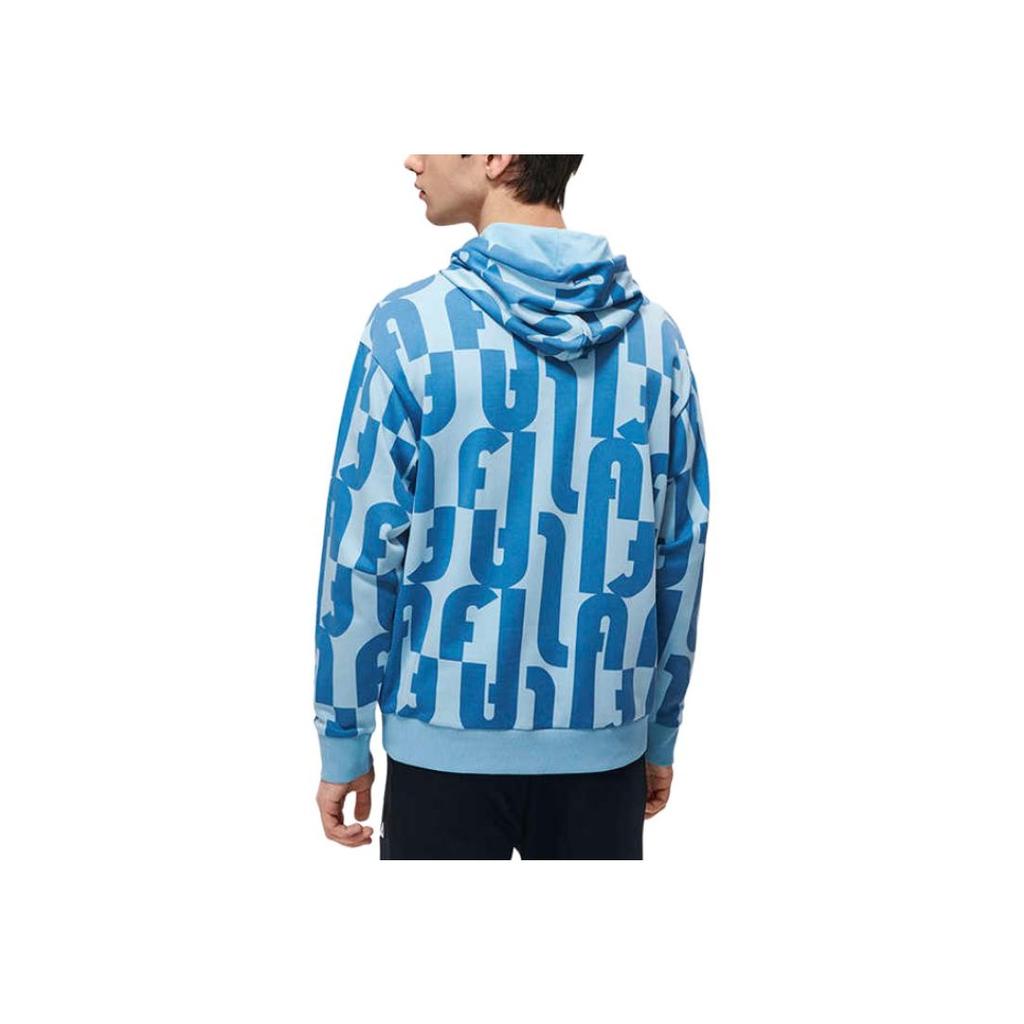 FILA All Over Print Loose Casual Knit Hoodie Men hoodies Light-Mist-Blue F11M319210F-LB