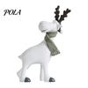 Modern Home Tabletop Accents Nordic Minimalist Resin Reindeer Figurine with Knitted Scarf, Cute Healing Deer Statue, Matte White Whimsical Animal