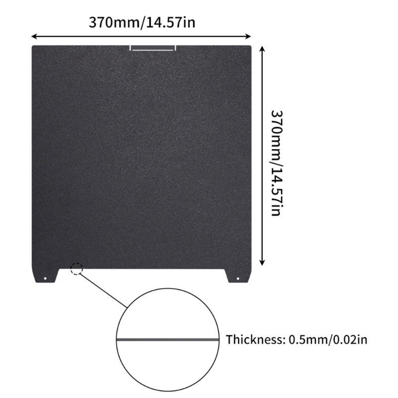 Flexible PEI Steel Sheet Build Plate 370x370mm for K2 Plus Printer Easy Print Removal and High Adhesion In 3D Printing