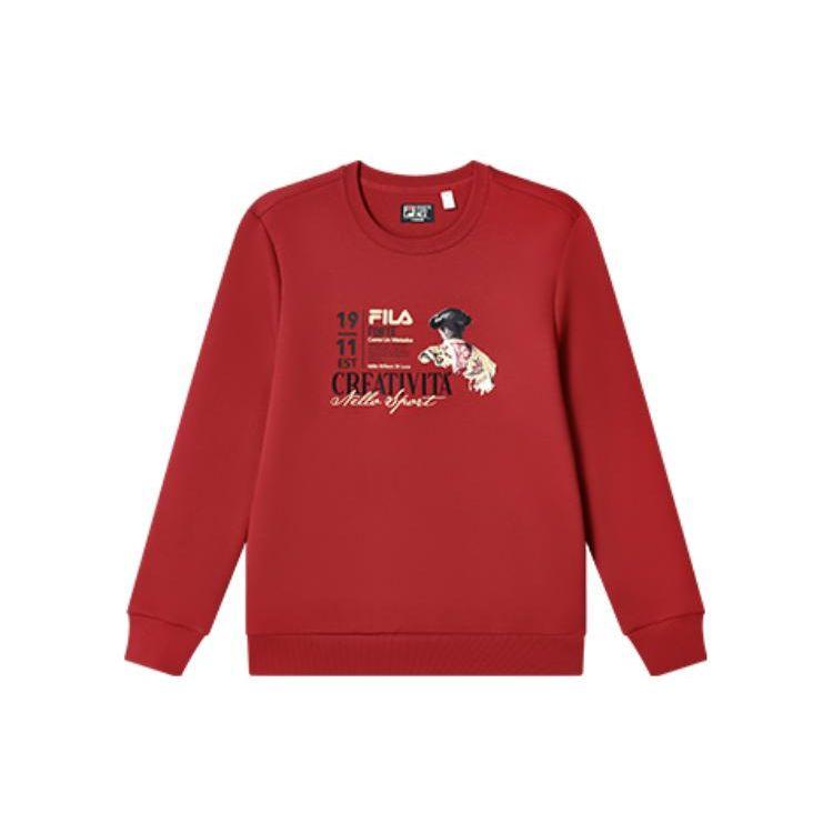 

FILA Heritage Series American Style Sweatshirt Autumn Letter Pattern Print Round Neck Pullover Sweatshirt Men sweatshirt Hot-Red F11M318202F-RD L
