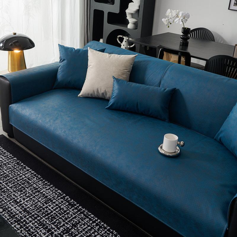 Solid Simplized Soft Leather Sofa Cover for Living Room NonSlip Sofa Cushion Cover Four Seasons Universal Couch Protector Covers