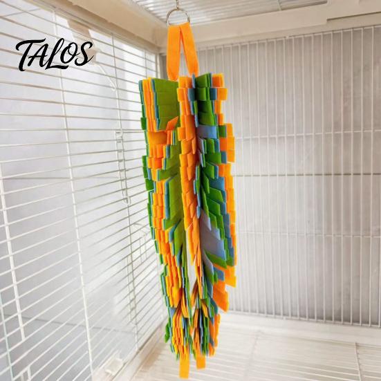 Bird Hanging Toy 2Pcs Parrot Chewing with Metal Ring, Colorful Felt Strips, Small Animal Pet Stress Relief Climbing Activity for Cockatiels