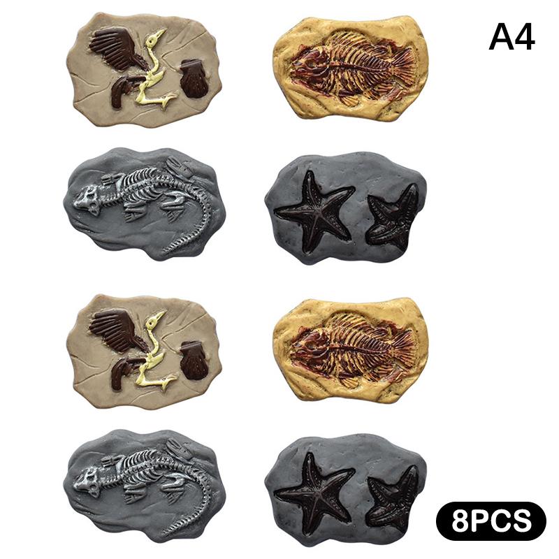 Mini Dinosaur Fossil Model Set Vintage Resin Statues With Fish Bird Designs Micro Landscape Dolls House Ornament Toy Diy Crafts