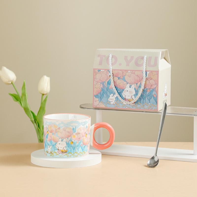 Ceramic Creative Mug Water Cup Holiday Souvenir High Looking Cute Style Cup Opening Gift Set