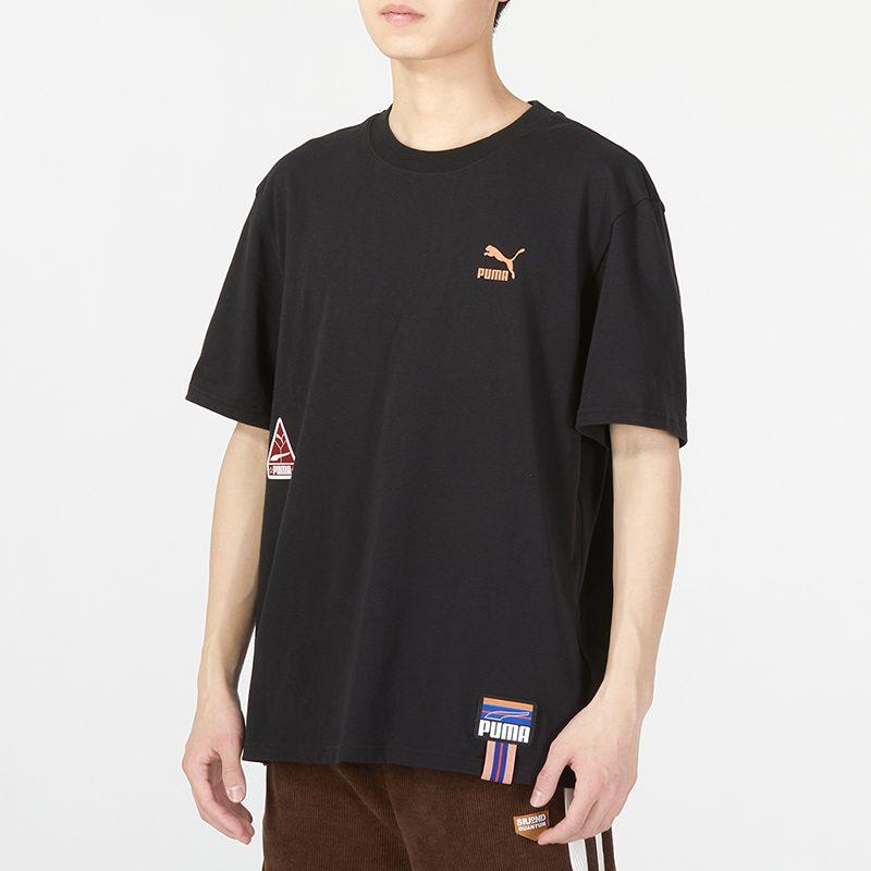 PUMA T Shirts Unisex Black Crew Neck Moderate Straight Fit 677382-01