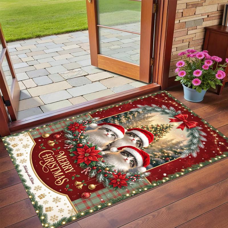 Christmas Printed Square Area Rug Soft Non Slip Floor Carpet For Bedroom Holiday Gift