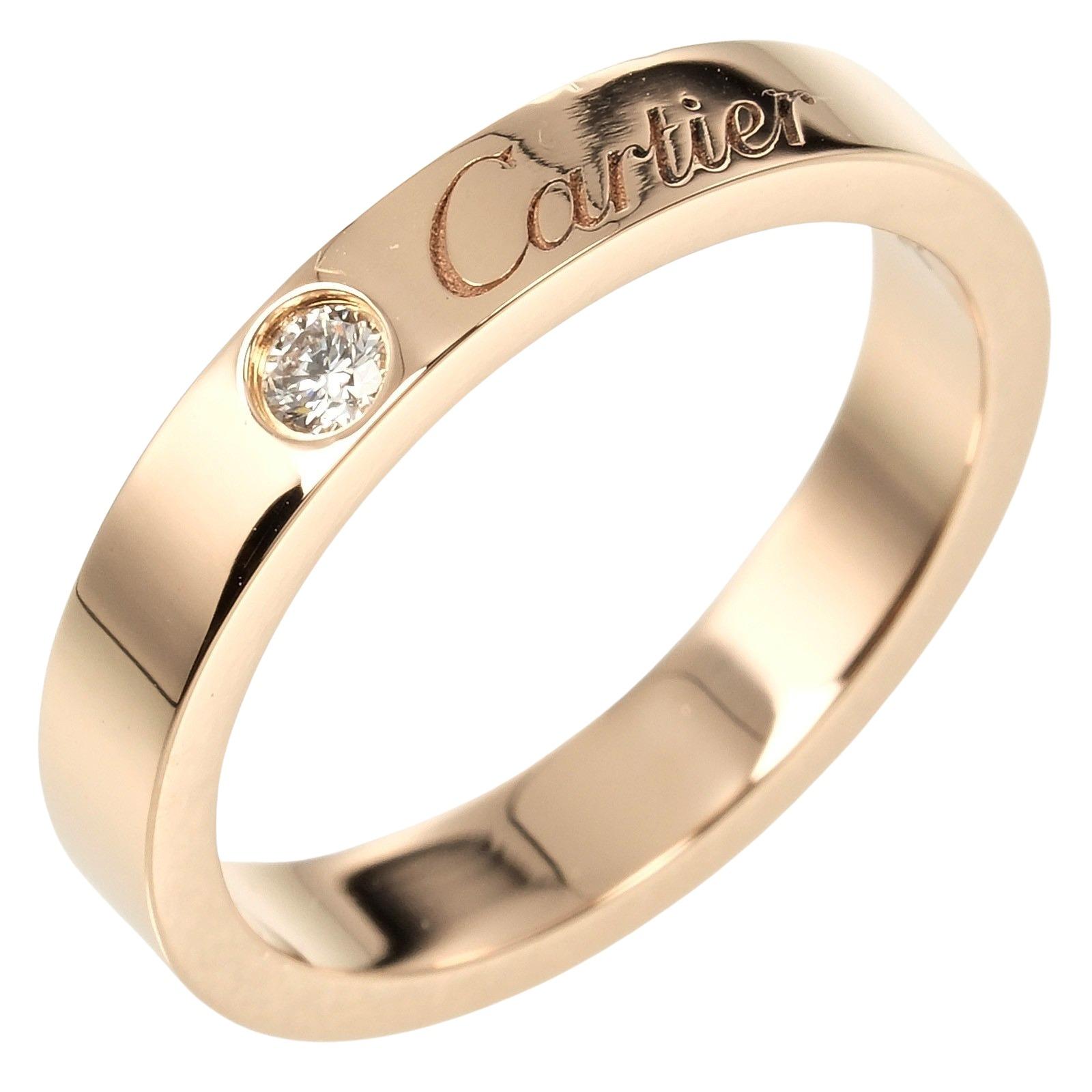 

CARTIER C Do Engraved Ring K18 Pink Gold/diamond #4.1(US Size) 3.39g Women Used