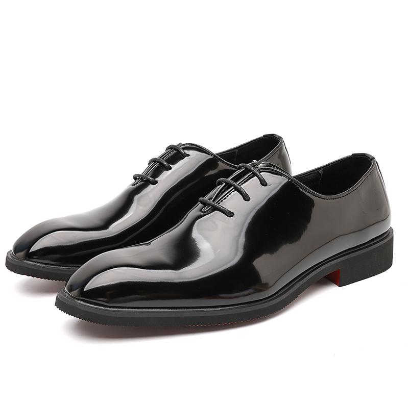 Classic Shiny Patent Leather Men Oxfords Pointed Toe Lace Up Formal Dress Derby Shoes Business Wedding Office Daily Man Footwear