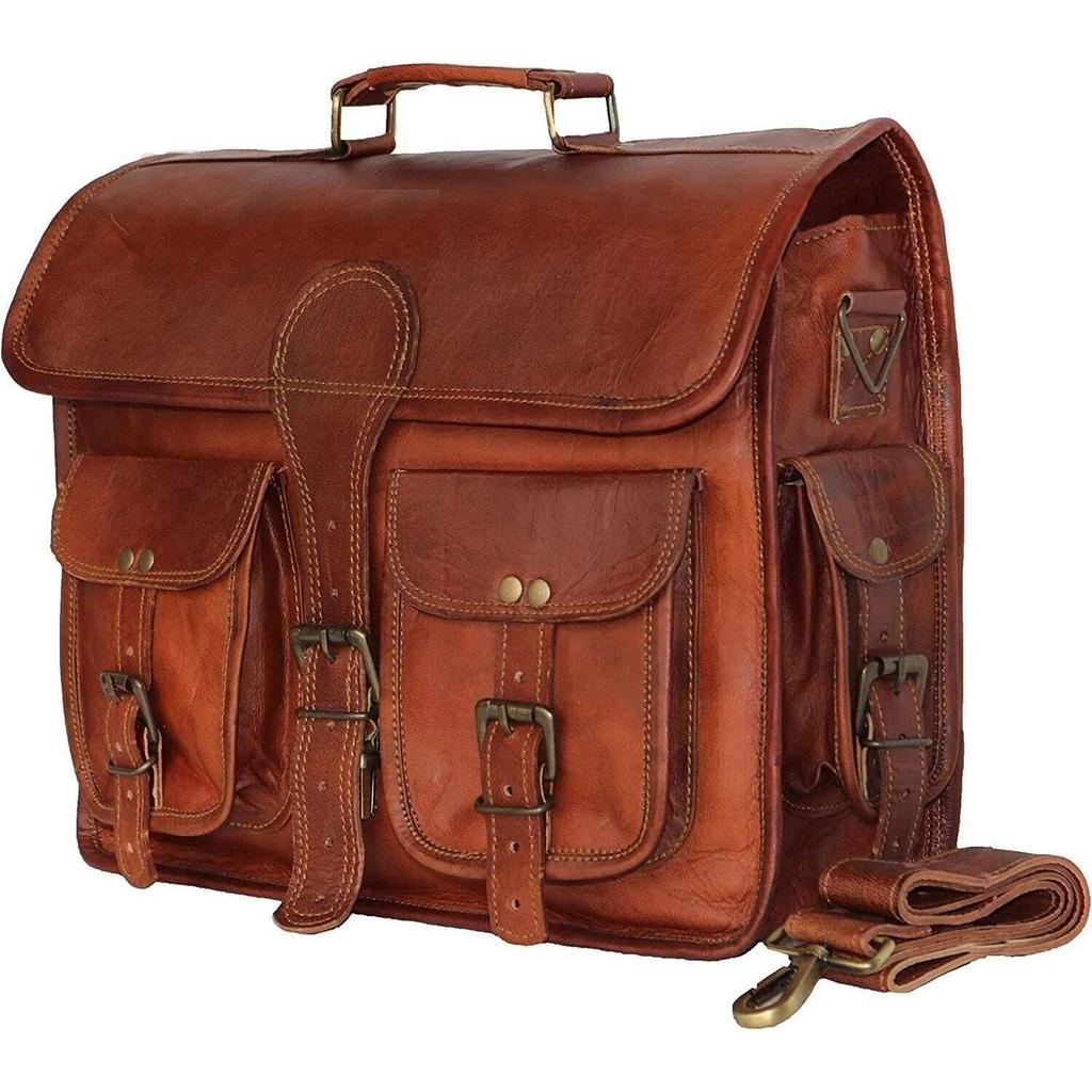 Leather Men's Messenger Shoulder MacBook Air Laptop Bag Briefcase Vintage