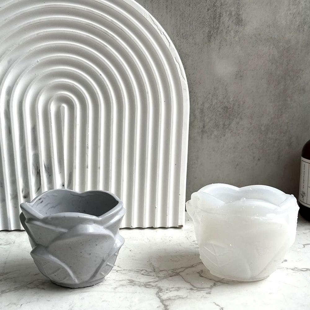 DIY Flower Shape Planter Silicone Mold Concrete Cement Mould for Candle Holder Storage Box Flowerpot Epoxy Resin Mold Home Decor