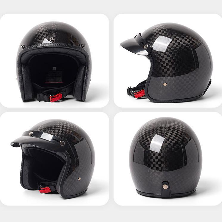 Forged Carbon Fiber Three-Quarter Retro Motorcycle Helmet