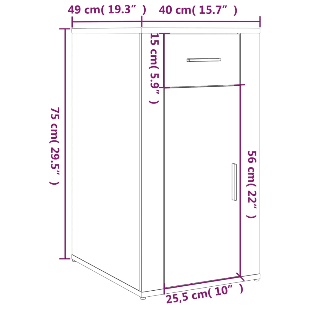 Office Cabinet Concrete Grey 40 x 49 x 75 cm Particleboard