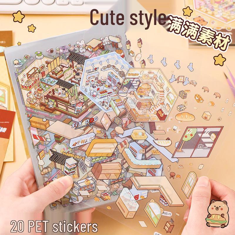 3D Miniature House Landscape Sticker Book for DIY Crafts