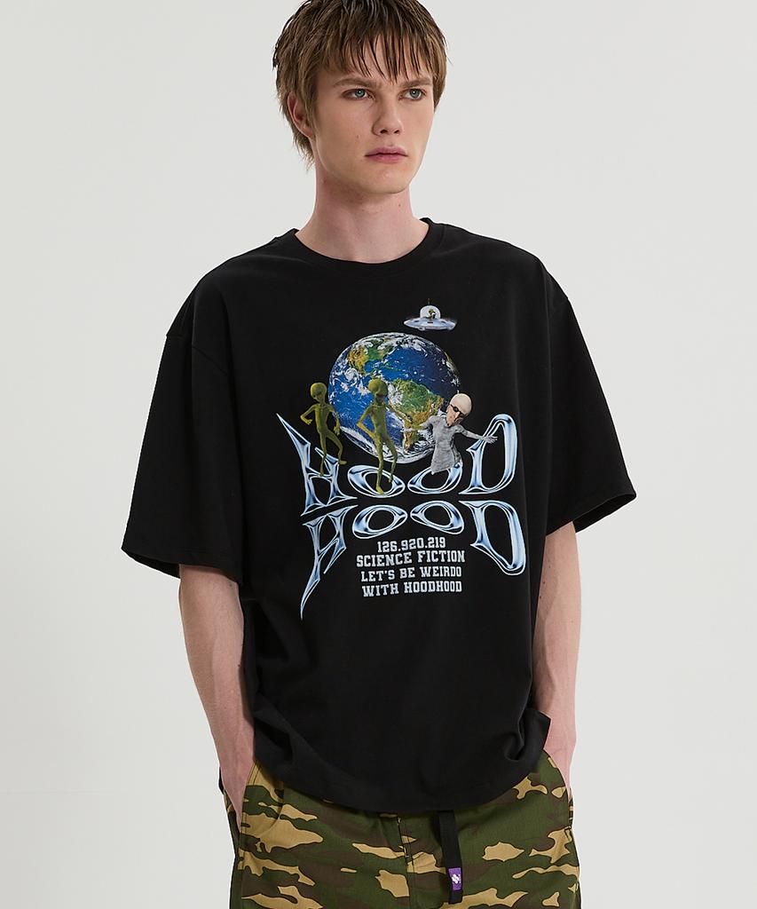 HOODHOOD Space Craft Short Sleeve T-Shirt Black