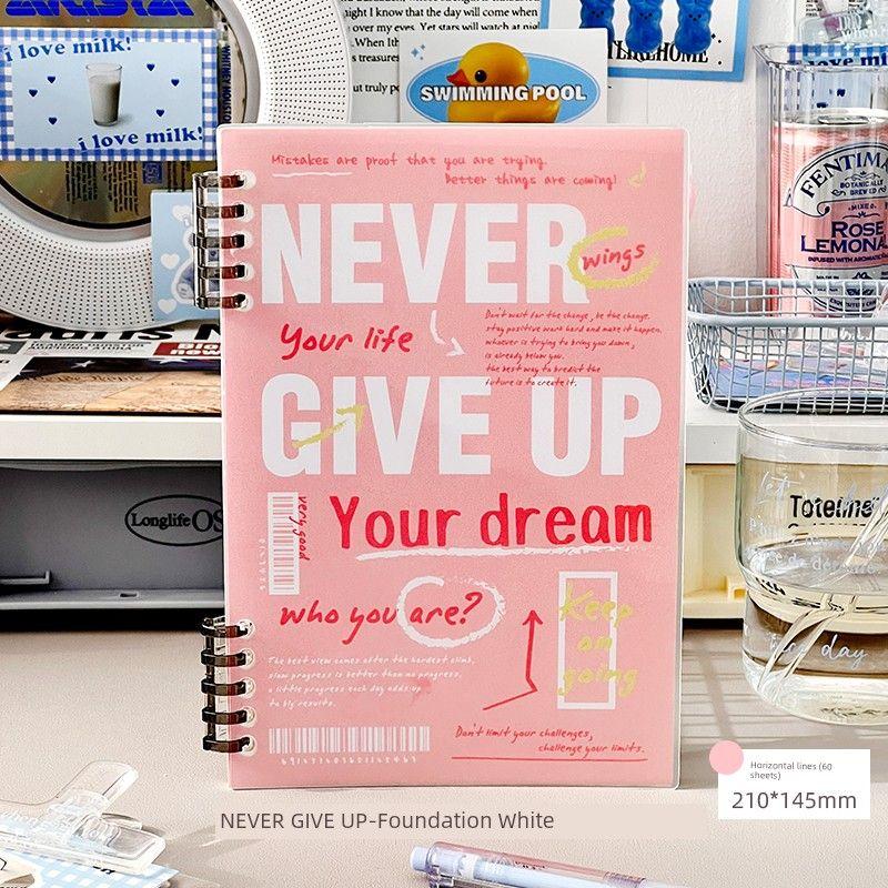 

Grade Three Class Two American-Style Loose Spiral Notebook B5 Notebook Detachable Good-looking Horizontal Line Student Notepad K A5-NEVER GIVE UP-Powder