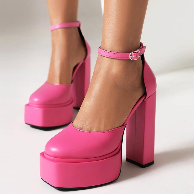 Platform Women's Sandals High Heels Pumps Shoes Sexy 2024 Ankle Strap Black White Pink Heeled Dance Party Wedding Shoes Female