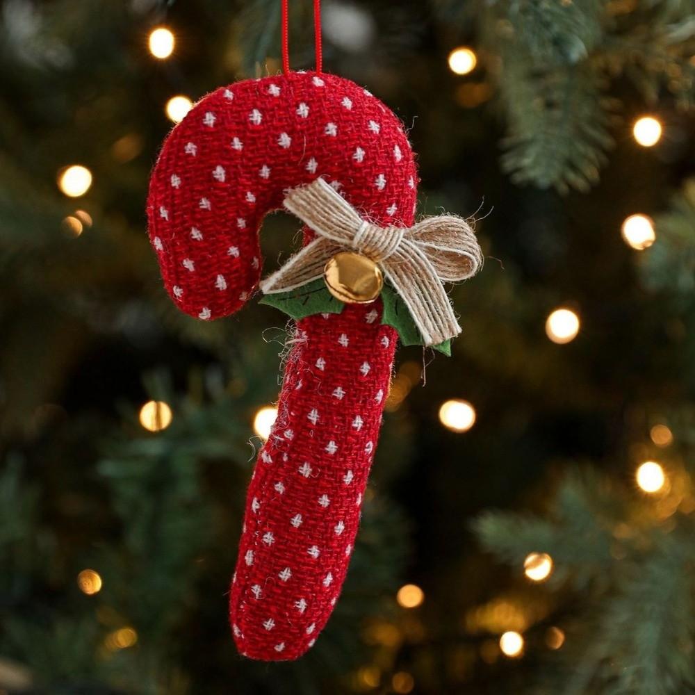 Bowknot Hanging Cartoon Christmas Tree Decorations Fabric Bell Bow Hanging Ornament Red White Holiday Decor Festive Decoration