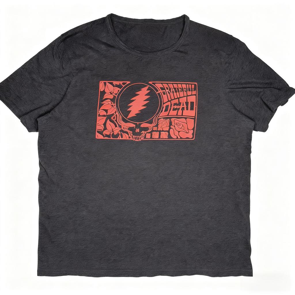 Pact X Grateful Dead Vzor "Kradení obličeje" Tričko z organické bavlny Styl Jerryho Garcii 100% bavlna Kulatý výstřih Unisex Volné tričko