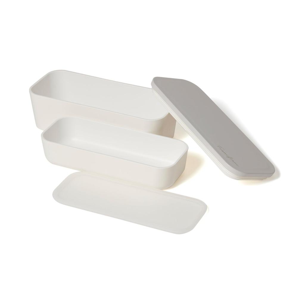 Francfranc Logo Lunch 2 Dishwasher with Dividers Box, Tiers, White, Safe,