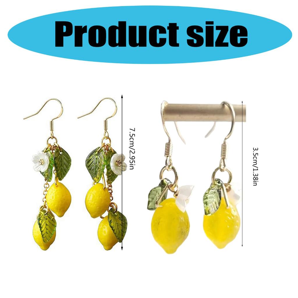 Mediterranean Inspired Lemon Earrings Comfortable Wear Sterling Silver Hook Decoration for Trendy Women Everyday Wear
