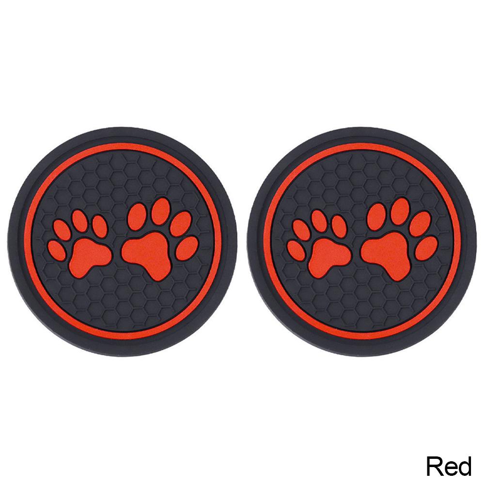 2Pcs Non-slip Car Water Cup Pad Cat Paw Footprint Rubber Mat for Bottle Holder Coaster Auto Interior Anti-skid Cup Holders
