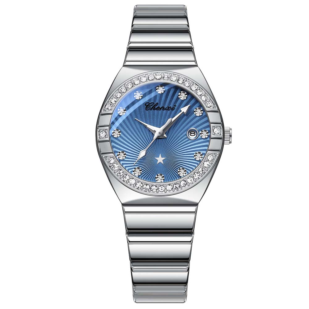 New Women Watch Round Quartz Diamond-Studded Wristwatch Date Luminous Waterproof Stainless Steel Watch Ladies Gift Relojes Para