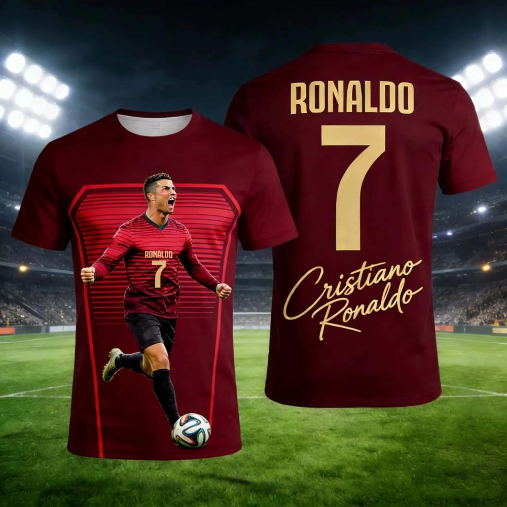 Ronaldo's Summer 3D-printed Comfortable and Loose T-shirt Specially Designed for Football Jerseys