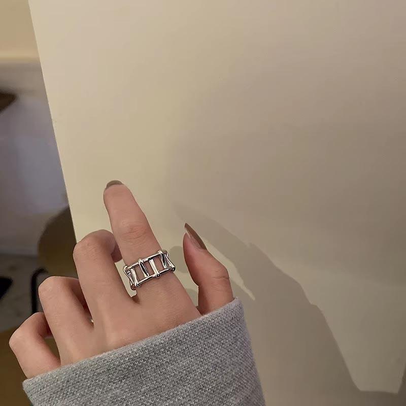 Minimalist Silver Color Cuff Rings for Women Couples New Fashion Creative Smooth Pattern Geometric Party Jewelry Gifts
