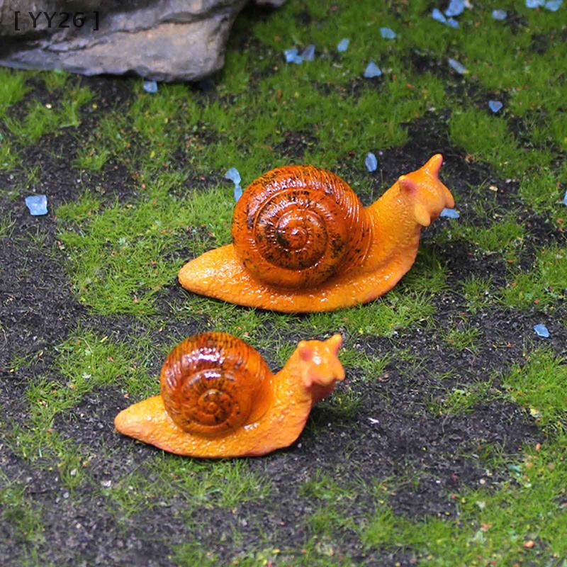 1/2Pcs Resin Snail Figurines Garden Miniature Ornaments DIY Terrarium Fairy Garden Accessories, Aquarium Landscape Decor
