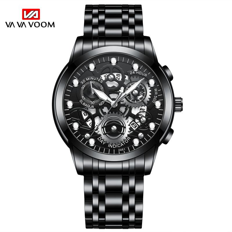 VA VA VOOM Men's Hollow Wrist Watch Student Waterproof Men's Watch Luminous Internet Celebrity Watch