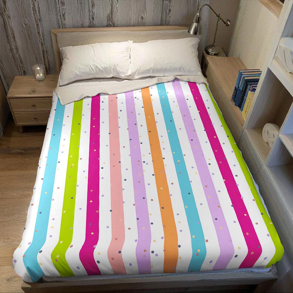 Rainbow Dot Stripe Flannel Blanket Warm Soft Halloween Christmas Decorative Couch Warm Cozy All-Season Gift