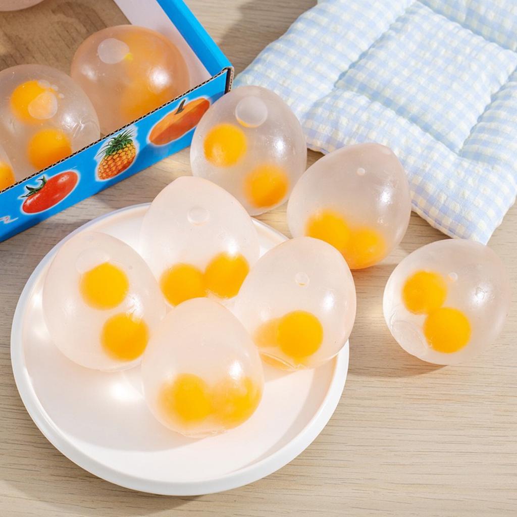 Venting Double Yellow Egg Transparent Simulated Egg Stress Relieving Pinch Music Toy Stress Relieving Artifact Squishy Gift