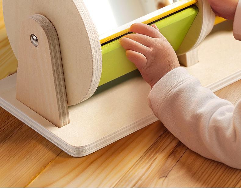 Wooden Sensory Drum: Montessori Color Recognition & Hand-Eye Coordination Toy for Infants