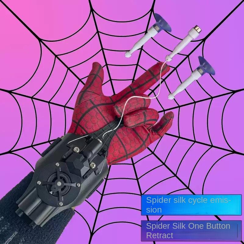 Spider Launcher Glove Automatic Rewind Electric Launcher Toy for Kids Gift Black Tech Wrist Game