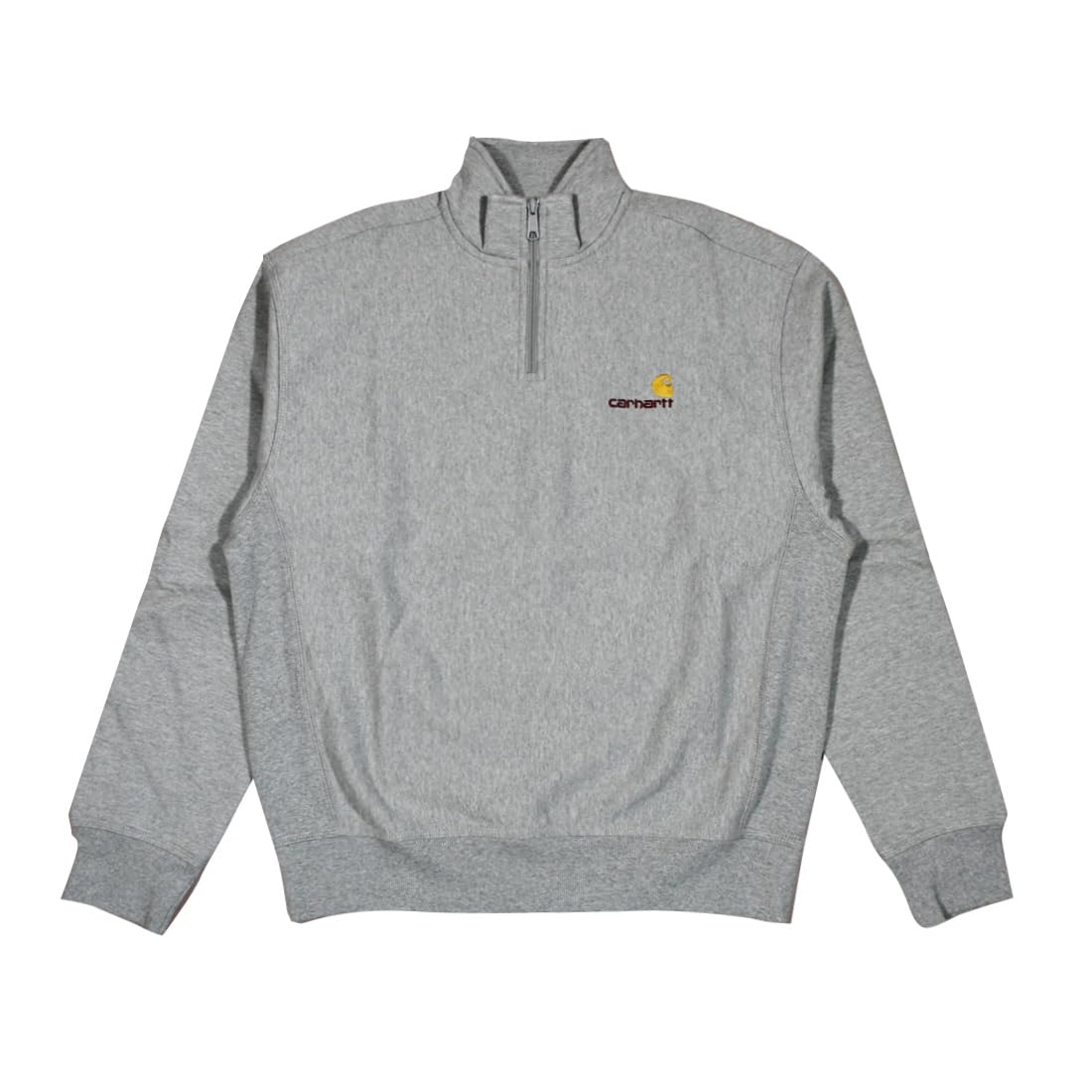 

Толстовка Carhartt WIP с полумолнией и надписью American Script серого цвета, меланж, I027014V6XX, мужская (L) [Использовал]