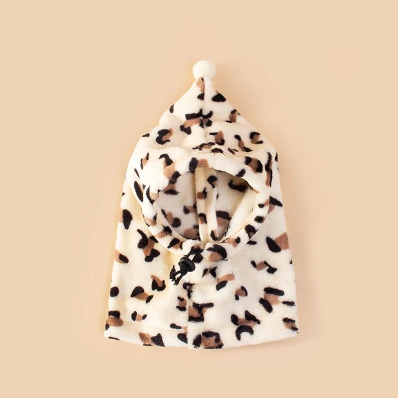 Leopard Print Fleece Pet Transformation Hat Solid Color Funny Hat for Dogs And Cats Spring Autumn Christmas