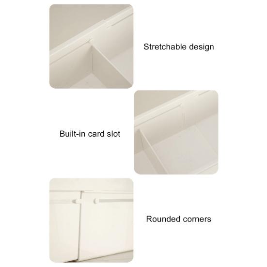 Expandable Storage Box Drawer Organizer with Removable Dividers Adjustable 3-Compartment Drawer Divider for Office Kitchen Bathroom Bedroom