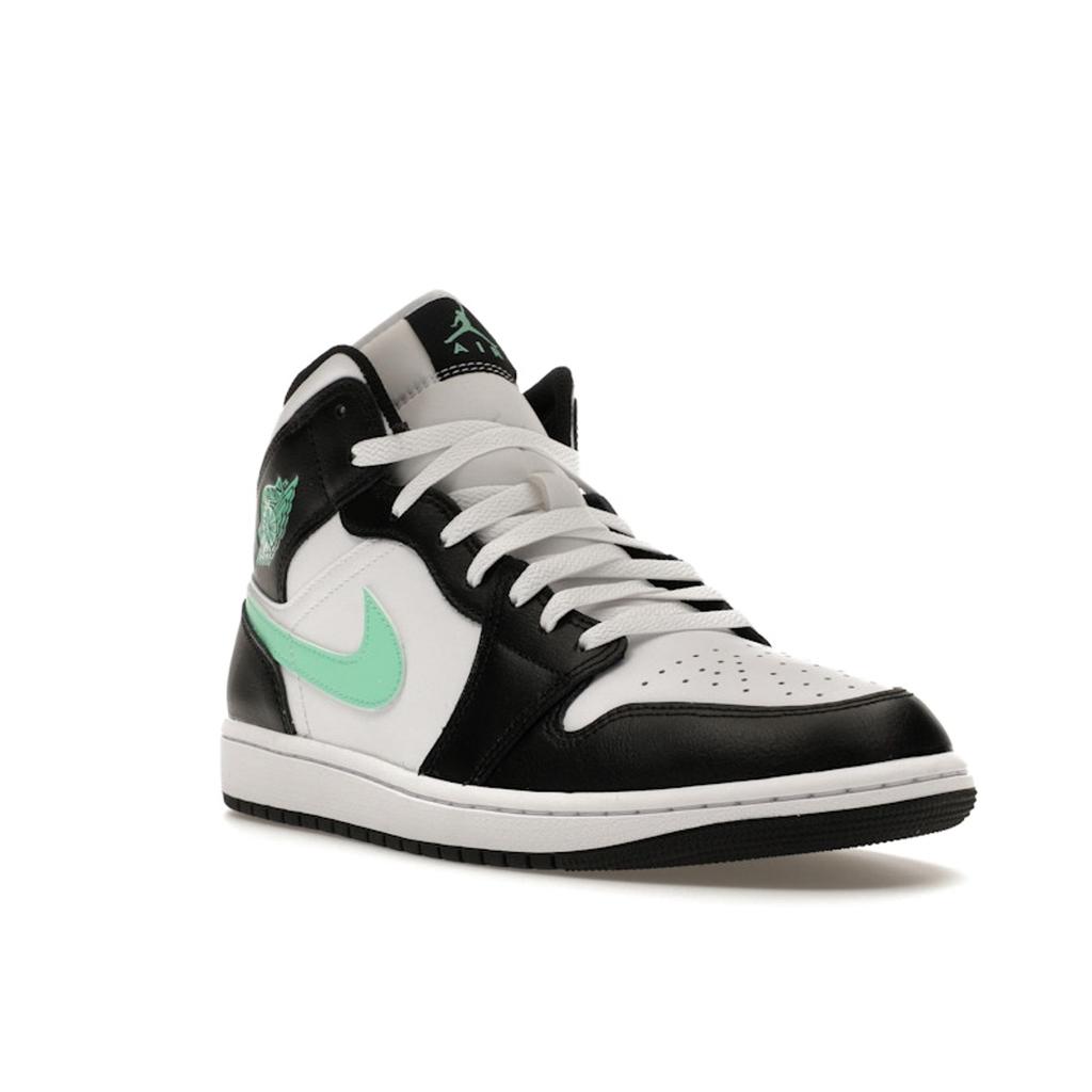 Air Jordan 1 Mid Green Glow Men Sneakers Black White DQ8426-103