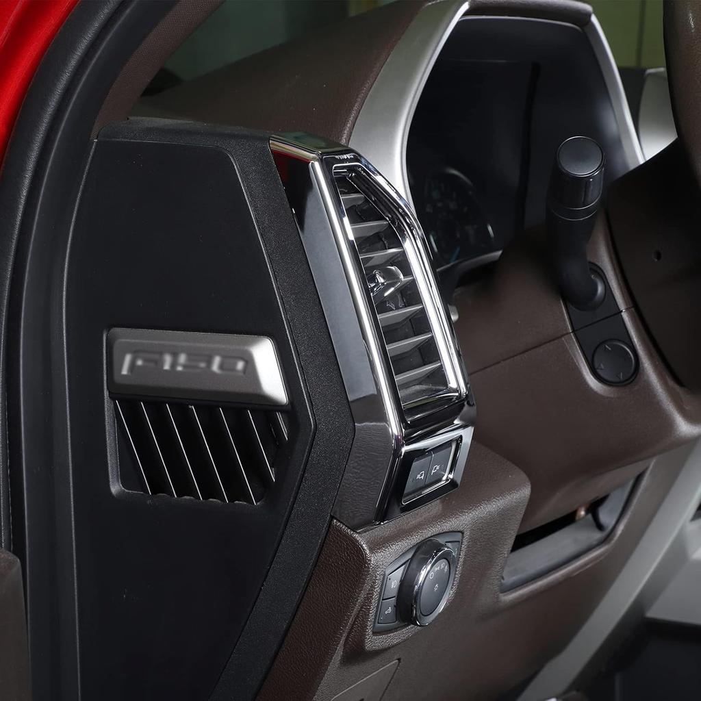 Voodonala for Ford F150 2015-2020 Chrome Dash Side Air Condictioning Outlet Vent Decorative Trim Compatible with Ford F150 2015-2020
