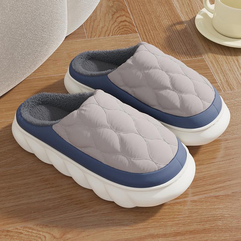 Fashion Shevalues Winter Plush Lining Slippers For Men EVA Foam Bottom Home Slides Thick Bottom Indoor Slides Cozy Warm Men's Slippers