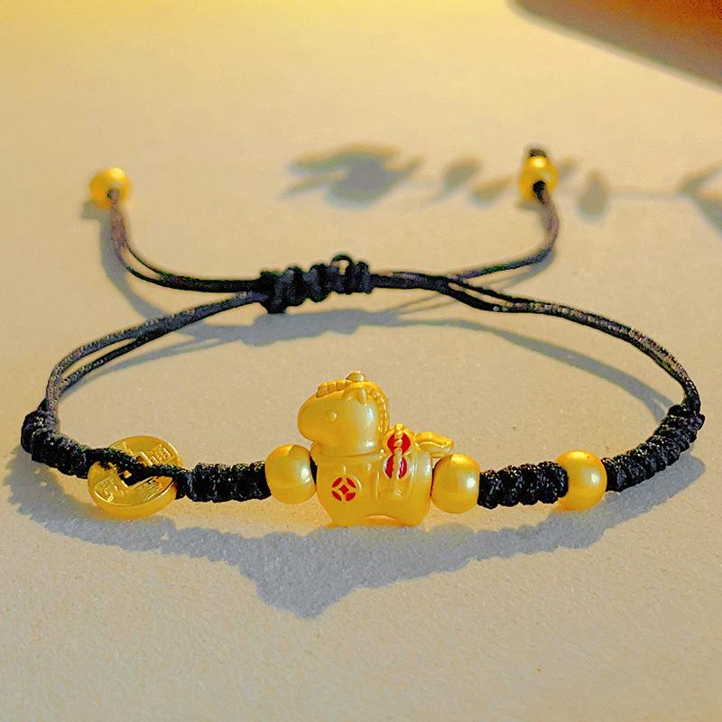 Cute Cartoon Zodiac Horse Pendant Bracelets for Women Men 2026 Lucky Red Rope Handmade Braided Bracelets Friendship Jewelry Gift