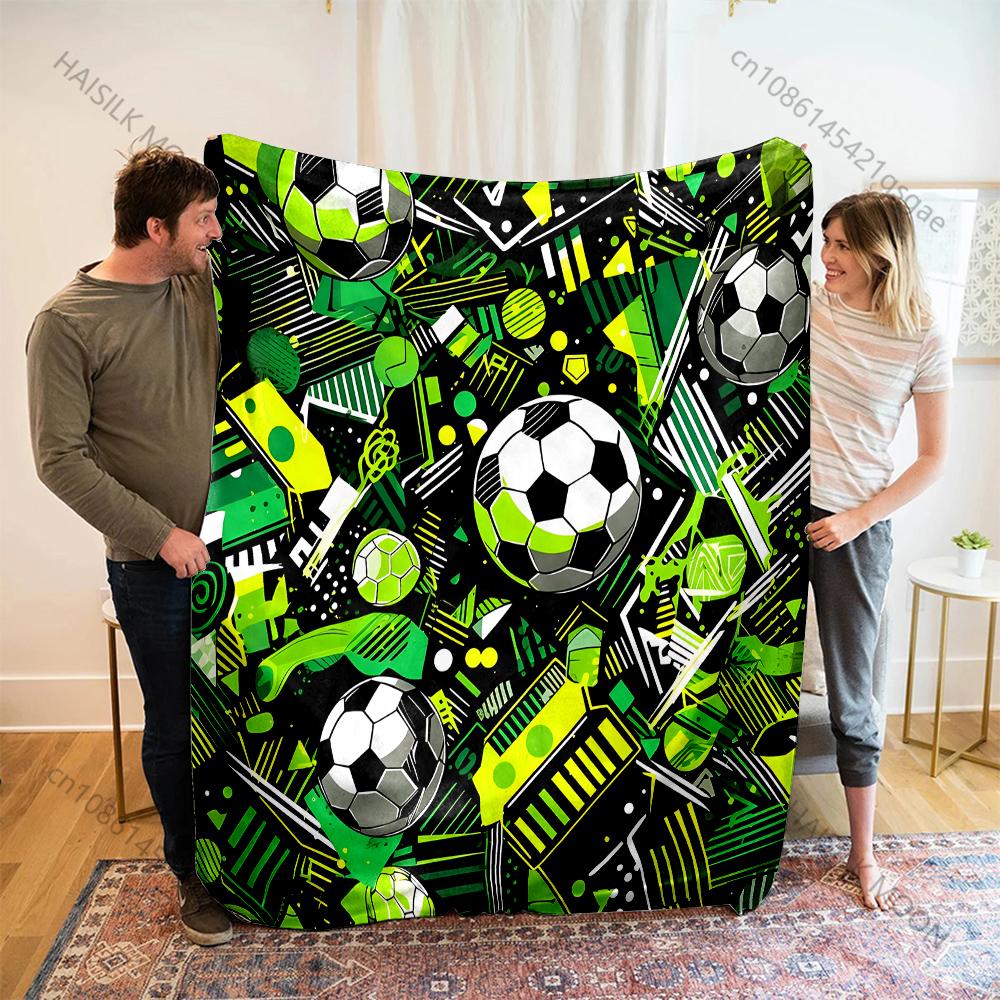 1PC Football Sports Art Blanket Warm Soft Luxury Gifts for Children Adults Suitable for Home Bed Sofa Travel Camping RV