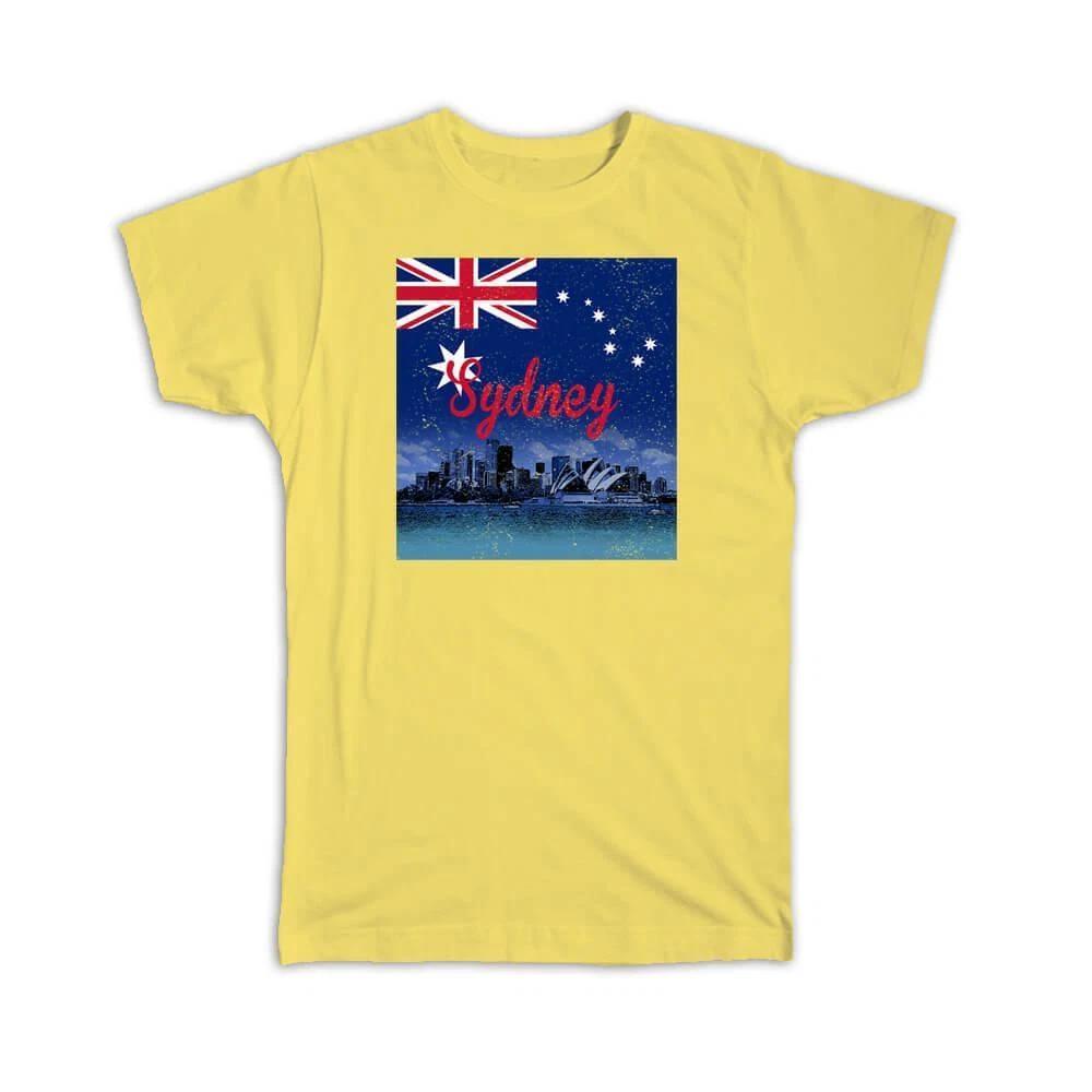Gift T-Shirt : Sydney Flag City Outline Souvenir Australia S
