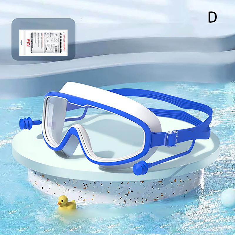 Adult Anti Fog Swimming Goggles with Earplugs Wide View Big Frame Diving Swim Glasses Professional Eyewear for Swimming Pool