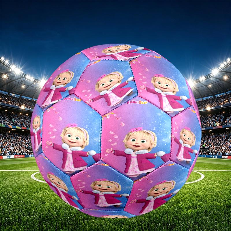 Pallone da Calcio Masha e Orso Stampa Taglia 5, Pallone da Calcio in PU Resistente all'Usura per Partite, Allenamenti e Pratica Quotidiana, Regalo di Compleanno per Appassionati di Calcio