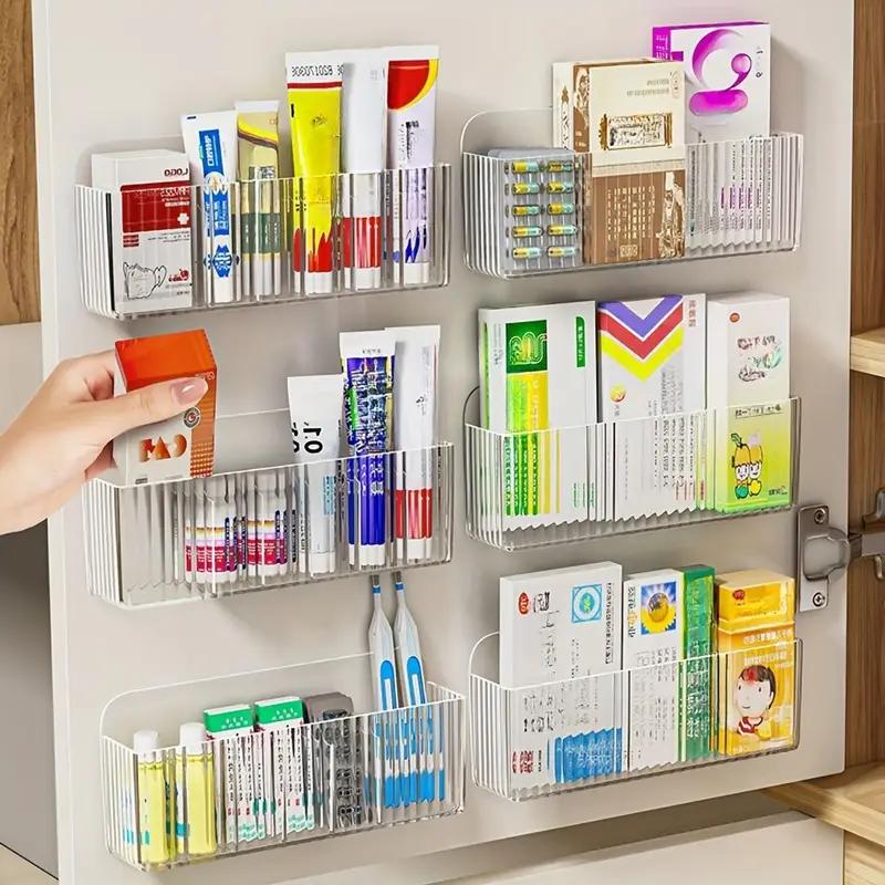 Wandmontierter Organizer Spiegelschrank Selbstklebende Aufbewahrungsbox für kleine Gegenstände Augenbrauenstift Lippenstift Lipgloss Organizer